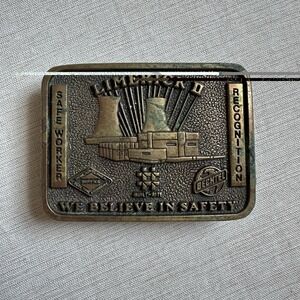 BECHTEL LIMERICK II, We Believe in Safety Solid Brass Belt Buckle BTS 1983